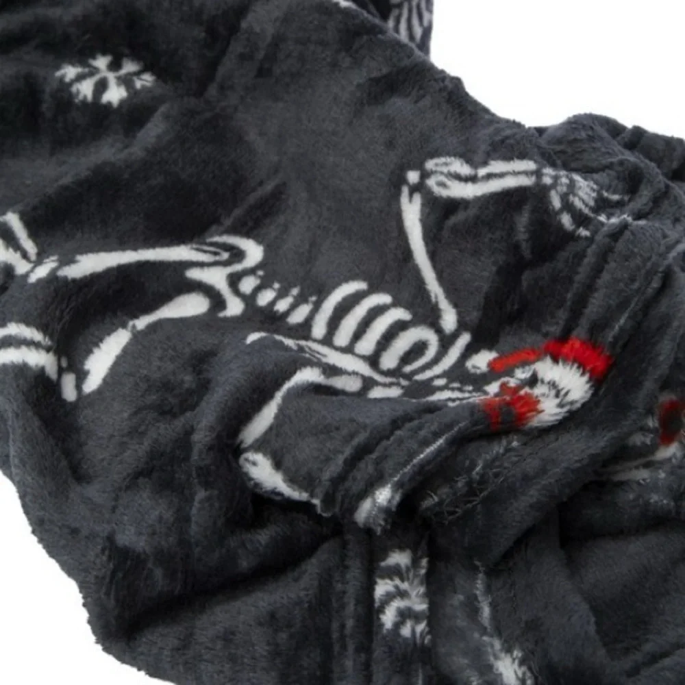 Holiday Print Plush Blanket 50in X 60in - Skeleton Santa Blanket Hallomas NWT